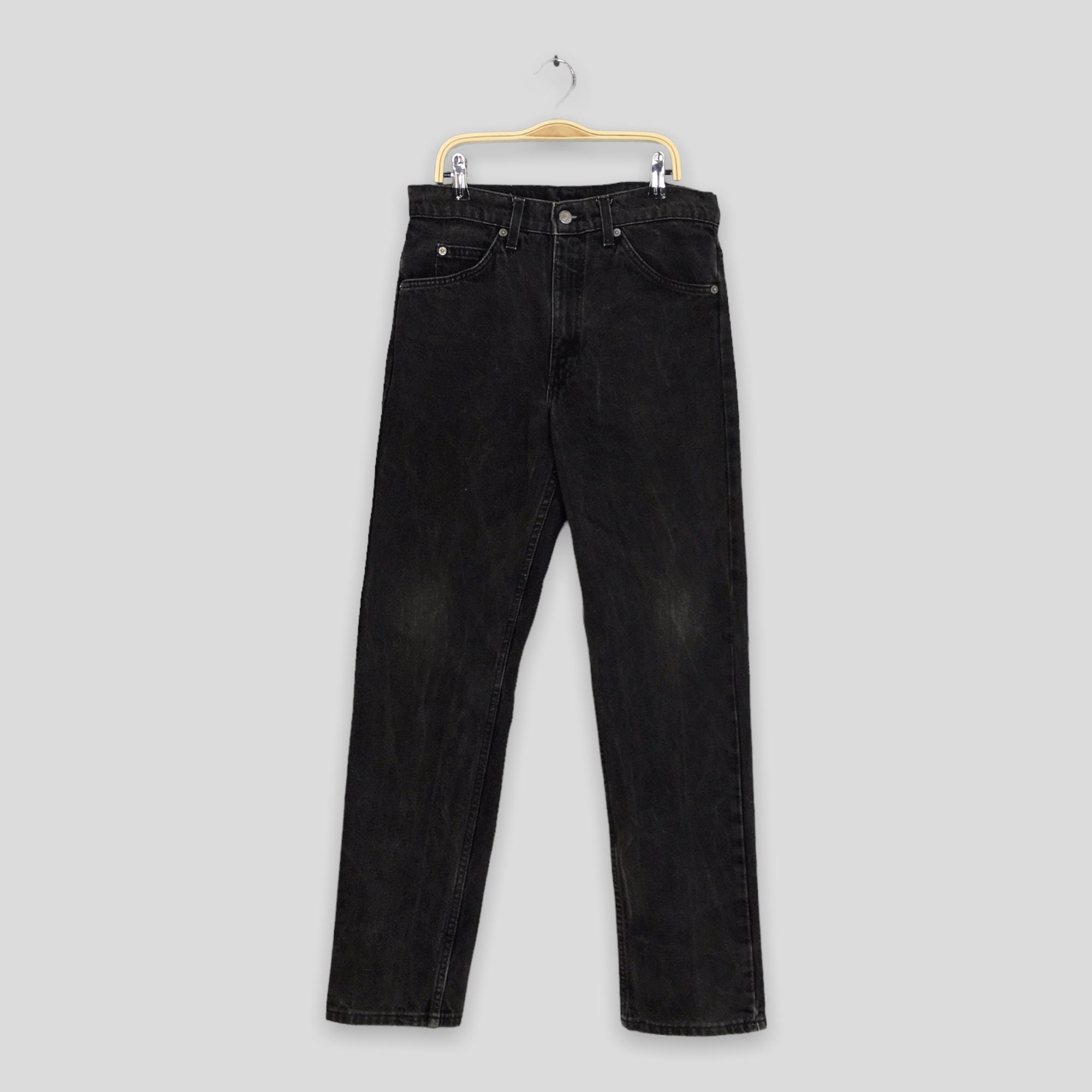 Size 29x30 Vintage Levi's 505 Faded Black Jeans High Waisted Denim