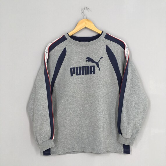 AxeVin Vintage Puma Women Sweatshirts Medium Sweater Gray 90s Puma Sportswear Ladies Pullover Jumper Size M