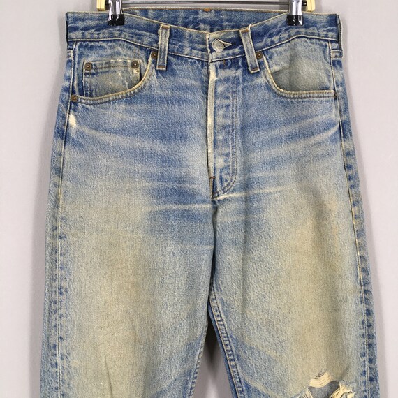 Size 28x29 Vintage 90s Levi's 501 Faded Blue Jean… - image 2