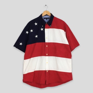 VIntage Tommy Hilfiger Usa Flag Buttondown Shirt Large Tommy Jeans Flag Oxfords Tommy Sailing Gear Multicolor Tommy Button Up Shirt Size L