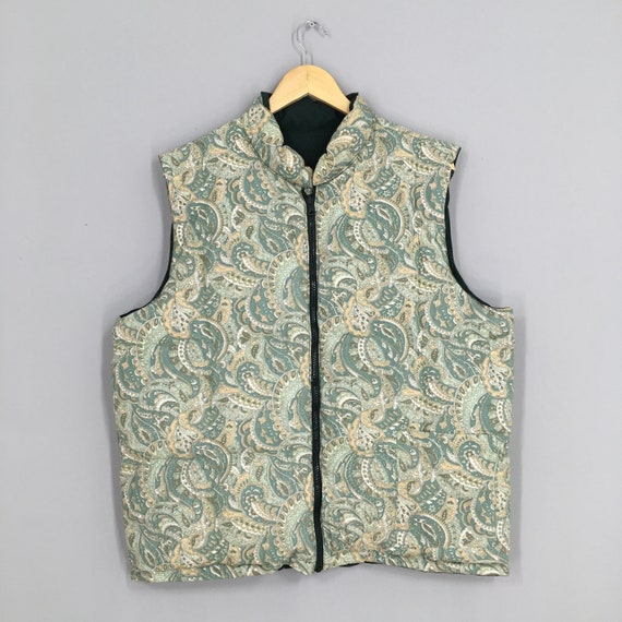 Vintage Vest Paisley Floral Jacket Large 90s Paisl