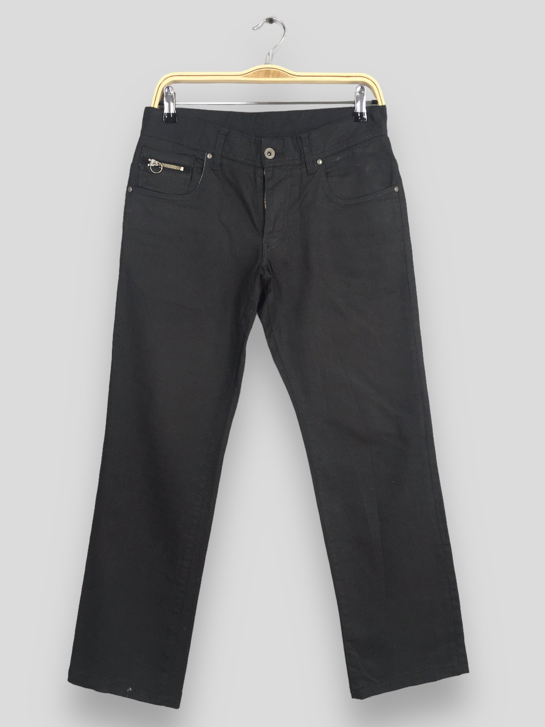 Size 30x28 Comme Ca Ism Black Denim Straight Cut Wax Pants