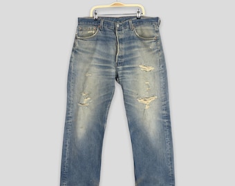 Größe 33x28 Vintage 90er Jahre Levi's 501 Distressed Ripped Jeans Stonewash 90er Jahre Levi's Faded Dirty Denim Levi's 501 Faded Blue Levi's USA Jeans W33