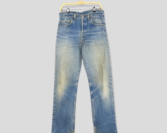 Size 31x33 Vintage Levi&#39;s 501 Blue Rusty Jeans Acid Stone Washed Denim Levi&#39;s 90s Faded Dirty Denim Levis 501 Distressed Jeans W31