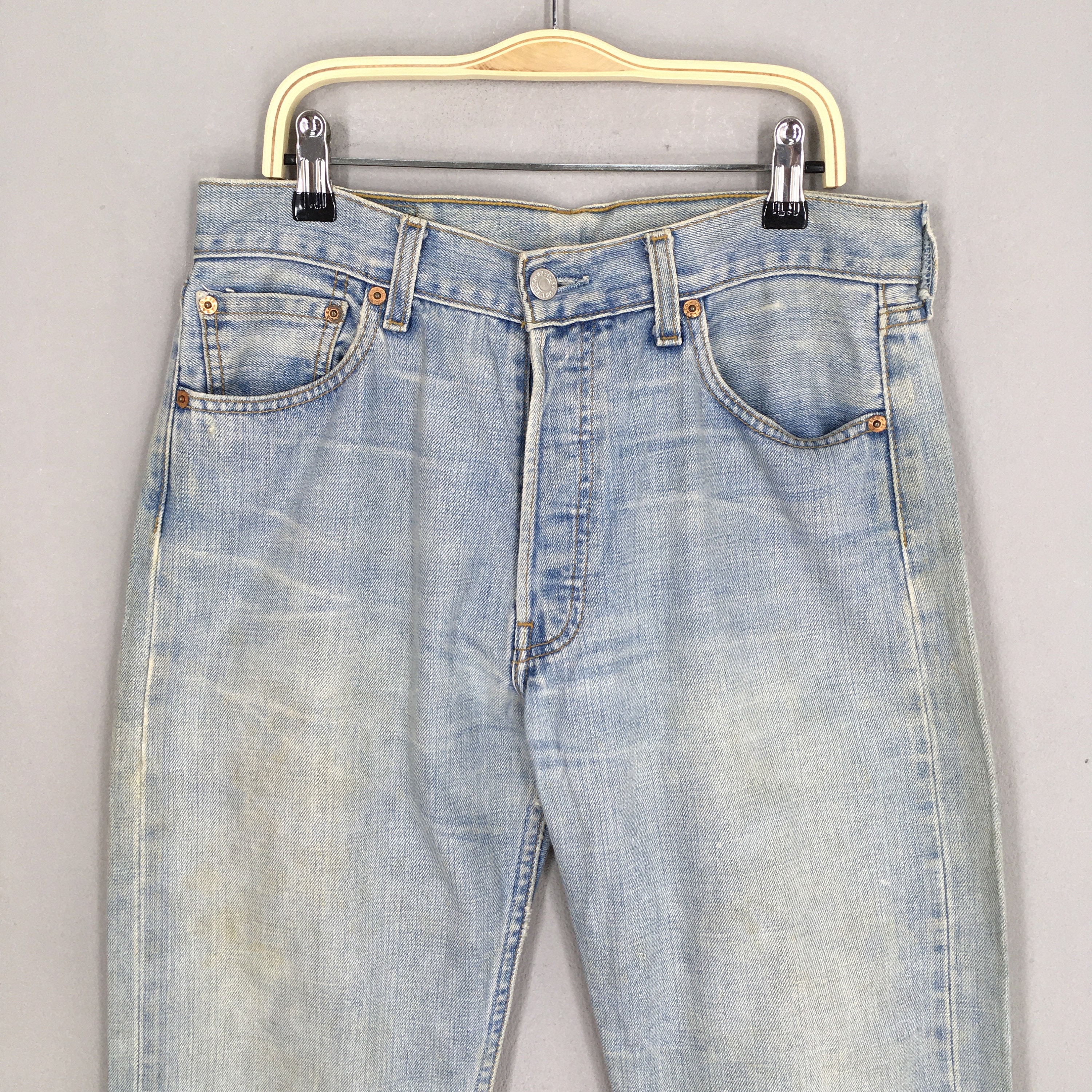 Size 29x30.5 Vintage 90s Levi's 501 Faded Blue Light Wash