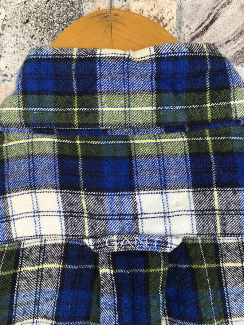Gant Flannel Shirt Small Plaid Checkered Multicolour Hipster Minimalist 1990s Grunge Style Oxfords Buttondown Size S