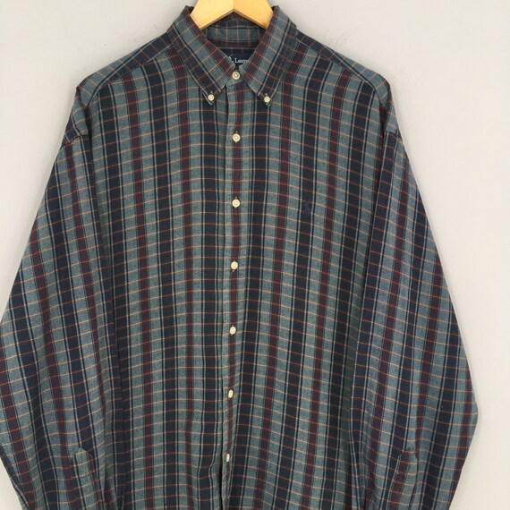 Vintage Polo Ralph Lauren Checkered Flannel Large… - image 2