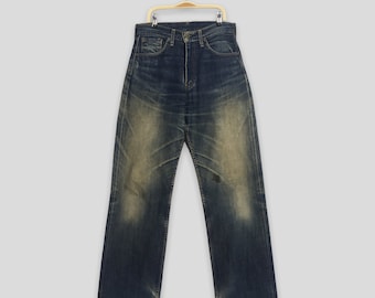 Size 28x32.5 Vintage Levi's 504 Big E LVC Selvedge Jeans Levis 1990s Faded Dirty Blue Denim Honeycomb Jeans 501 Levis Japan Jeans Zipper W28