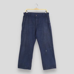 Size 32x26 Vintage 1980s Cotton Twill Denim French Work Pants Sunfaded Distressed Cargo Pants 70s Frenchwork Sanfor Utility Trouser W32