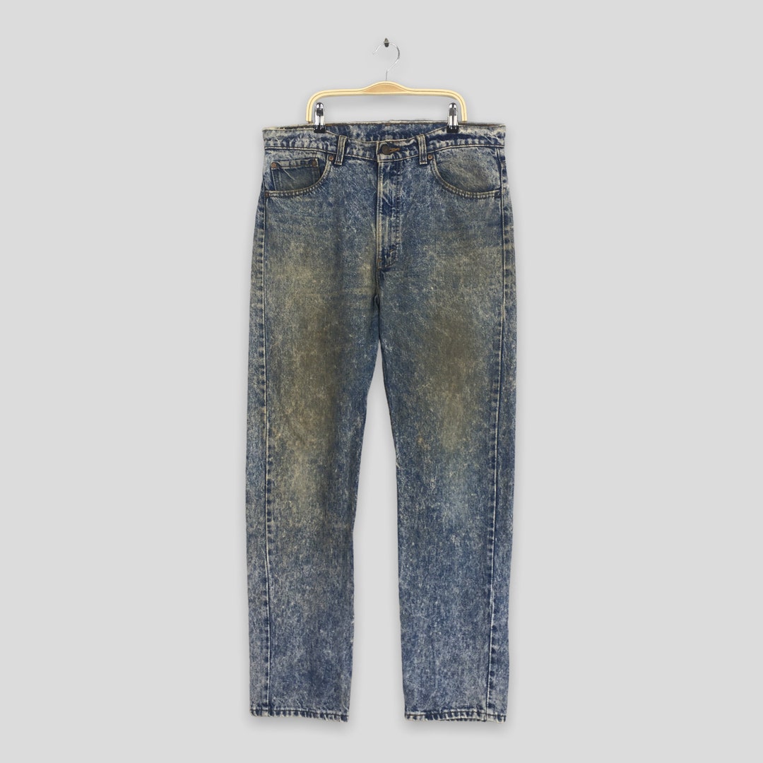 Size 33x31.5 Vintage 80s Levi's 505 Faded Blue Jeans Acid Washed