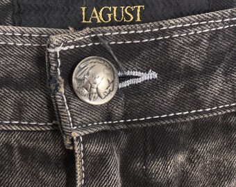 Size 30x31 Vintage Y2K Lagust Japan Denim Black Acid Washed