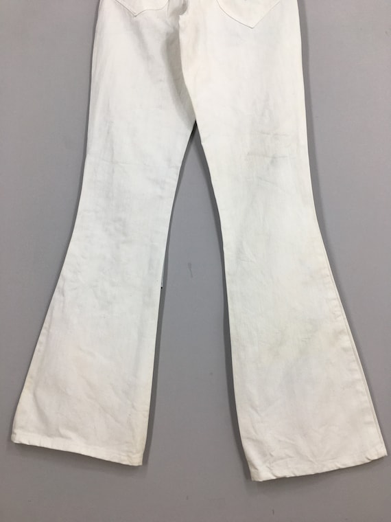 Size 26x33.5 Y2K Flow Hand Jam Flared White Jeans Japanese Brand 