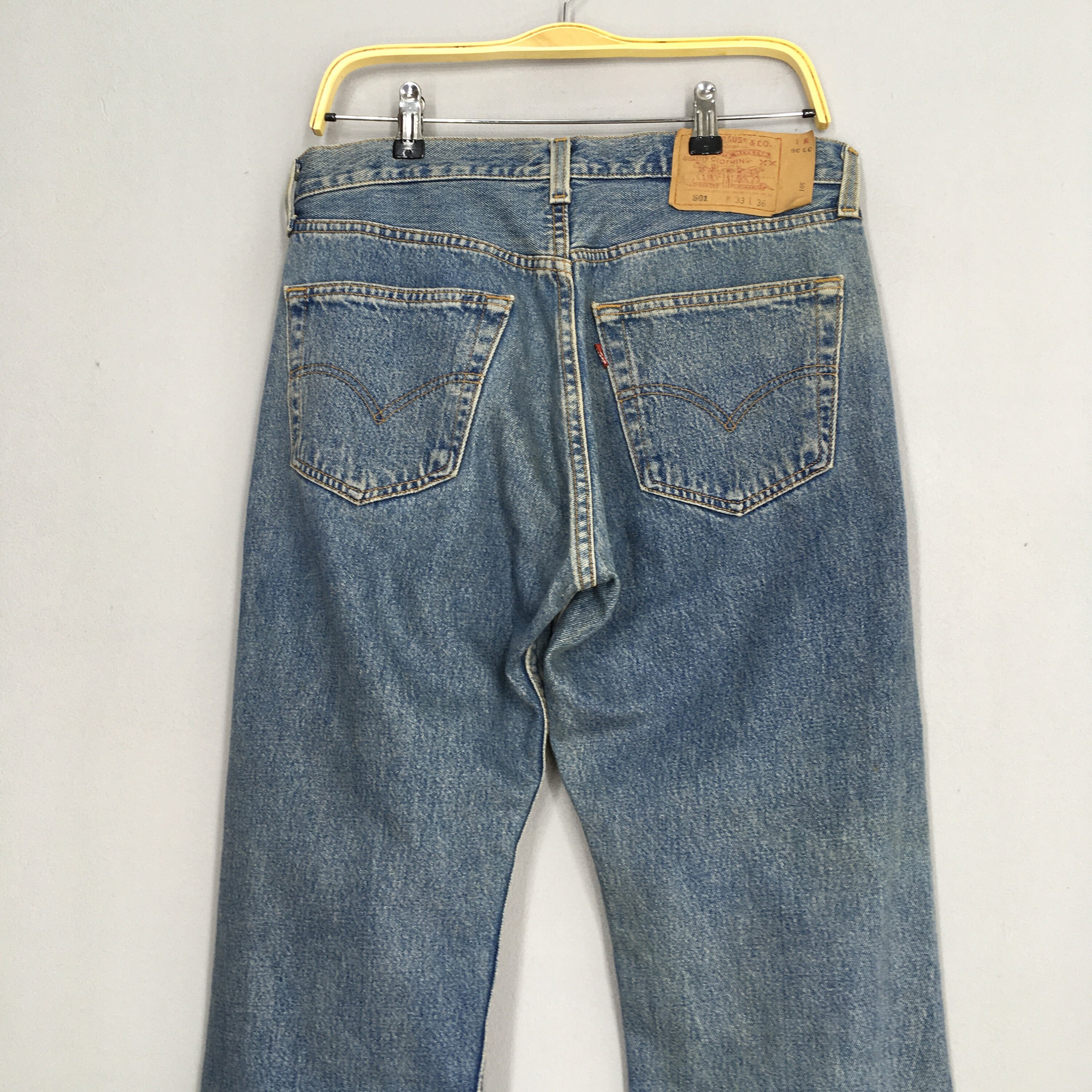 Size 32x31 Vintage 90s Levi's 501 Dirty Blue Jeans High Rise Denim