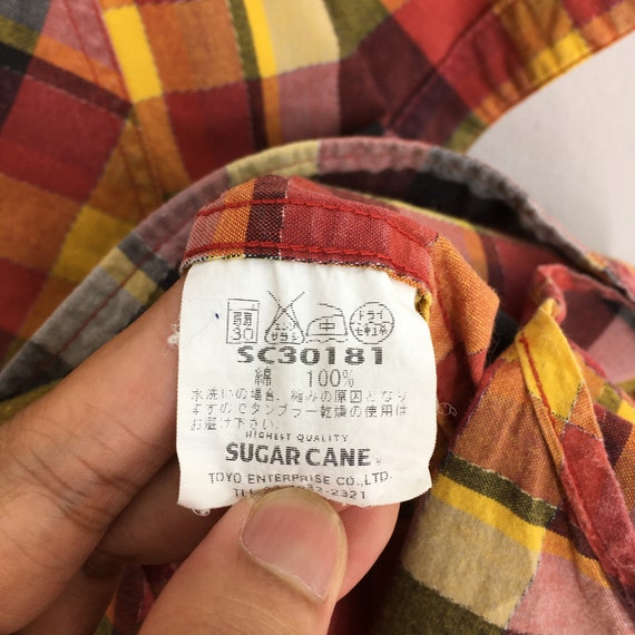 Vintage Sugar Cane Japan Checkered Flannel Shirt … - image 5