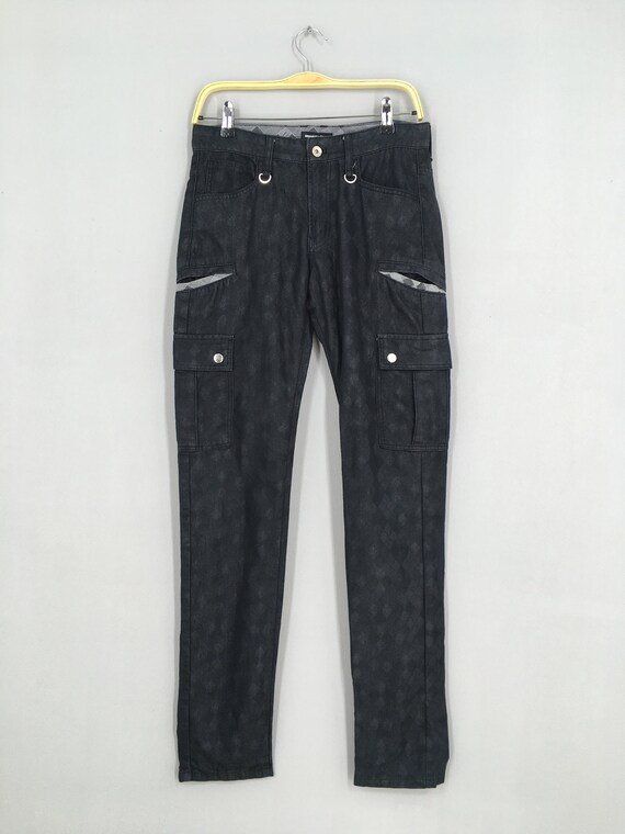 パンツ semantic design 2way cargo flared pants Size 30x32 Semantic Design Checked Diamond Cargo Pants Black