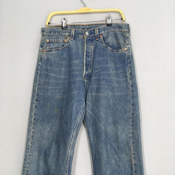 Size 32x31 Vintage 90s Levi's 501 Dirty Blue Jeans High Rise Denim