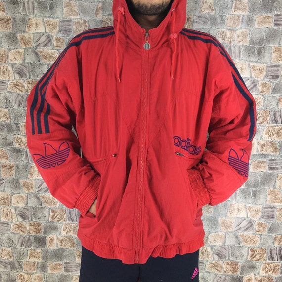 adidas vintage windbreaker red