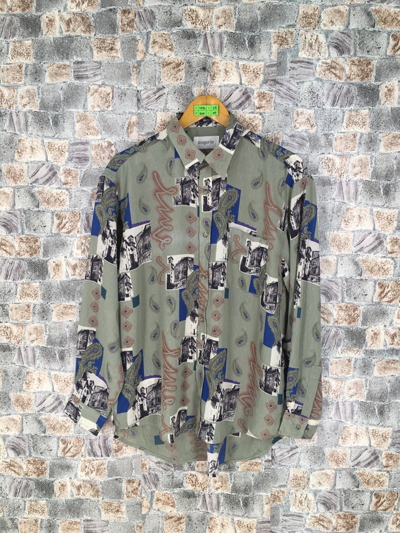 Augurio Psychedelic Polyester Shirt Large Designer Vintage Pop Etsy