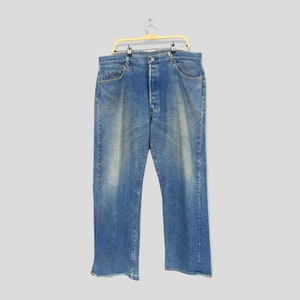 Size 38x29.5 Vintage 90s Levi&#39;s 501 Blue Jeans Stonewash Levi&#39;s Ripped Faded Dirty Denim Levis Light Washed Levis 501 Distressed Jeans W38