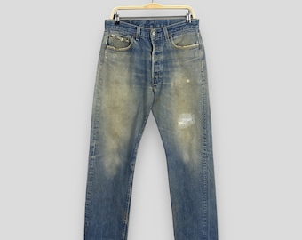 Talla 31x30 Jeans vintage Levi's 501 azul descolorido de los años 90 Jeans de corte recto Levi's de lavado claro Jeans Levi's 501 con bragueta de botones Jeans Levi's Usa W31