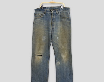 Size 33x27 Vintage 90s Levi's 501 Faded Distressed Jeans Levi's Straight Leg Jeans Levi's 501 Button Fly Denim Levi's Dirty Ripped Jeans W33