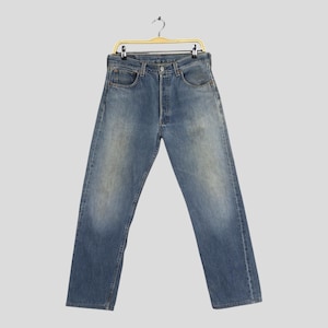Size 31x28 Vintage 90s Levi&#39;s 501 Faded Blue Jeans Levi&#39;s Straight Leg Jeans Levis 501 Button Fly Unisex Jeans Levi&#39;s Distressed Denim W31