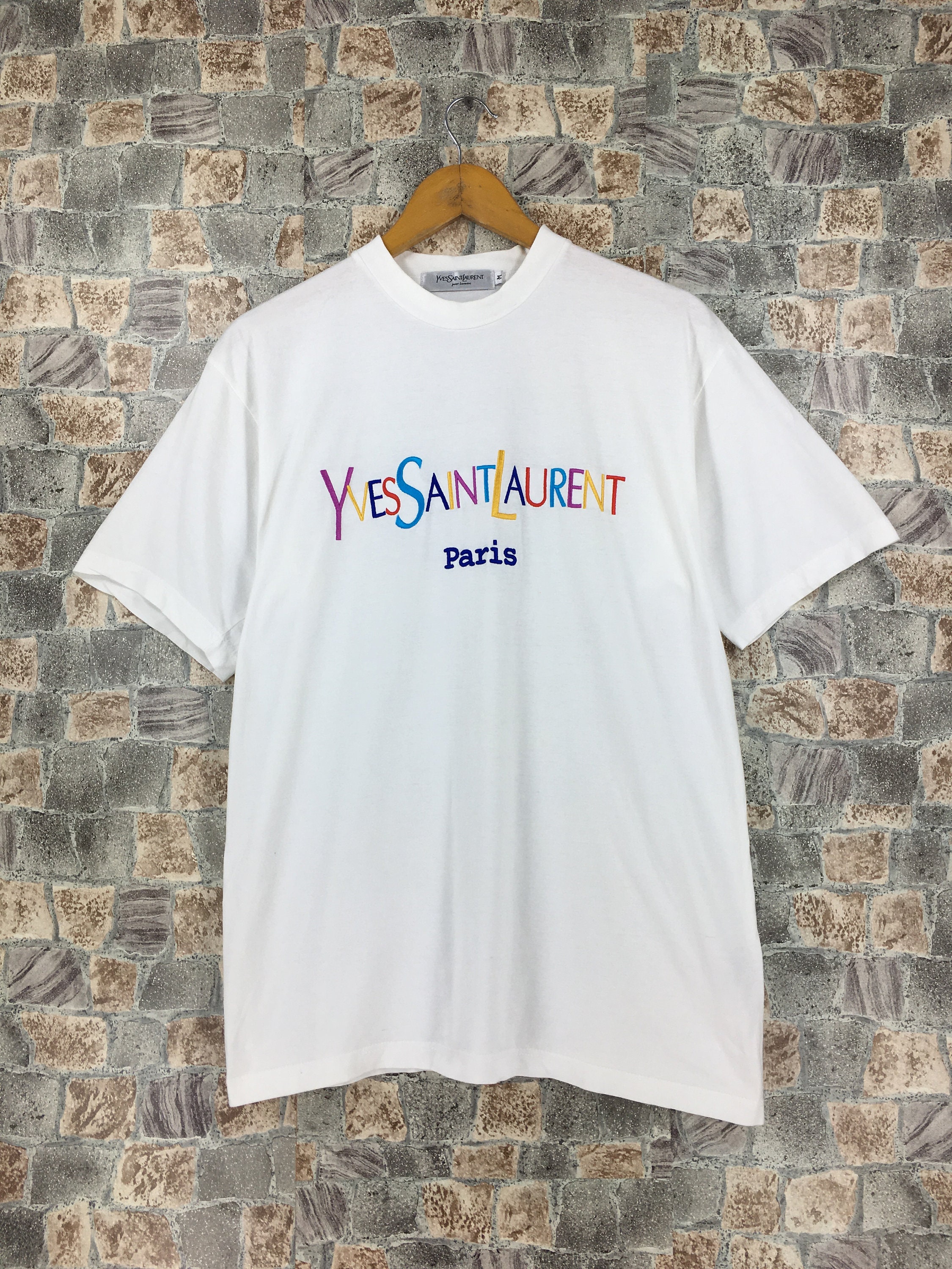strømper Ged lort Vintage YSL Yves Saint Laurent Tshirt Medium Ysl Paris Spell - Etsy