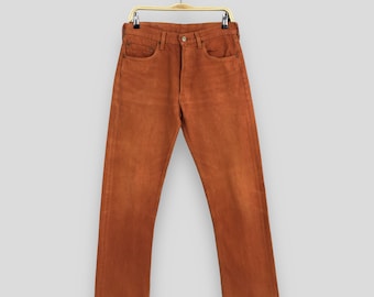Storlek 29x29,5 Vintage 90-tals Levi's 501 Orange Jeans Ljustvättade Levi's Raka Jeans Levi's 501 Denim med Knappgylf Levi's Usa Jeans W29