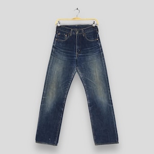 Size 26x28.5 Vintage 1990s Levi&#39;s 502 Big E LVC Japan Jeans Stone Washed Denim Women Levi&#39;s Redline Selvedge Ripped Levi&#39;s Zipper Denim W26
