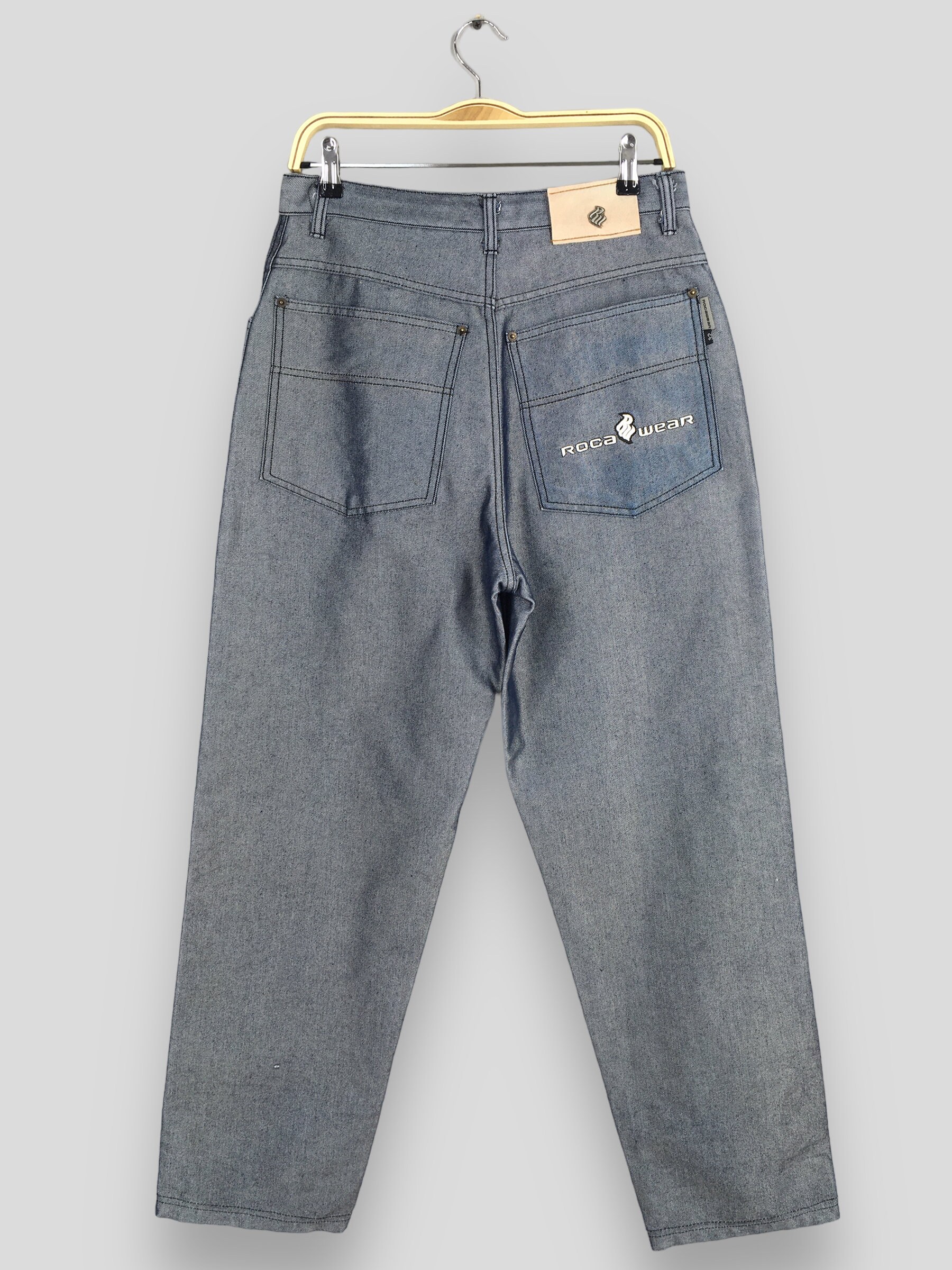 Size 29x30 Vintage 90s Roca Wear Silver Jeans Roca Wear Baggy