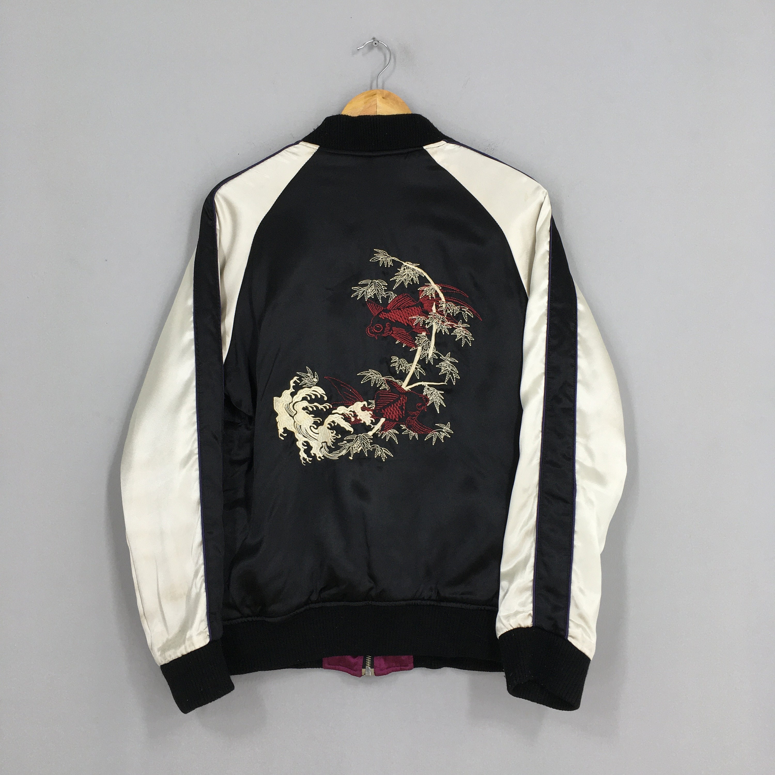 Vintage Sukajan Floral Embroidery Japan Silk Jacket Medium Etsy
