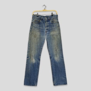 Tamanho 29x30,5 Jeans Levi&#39;s 501 Vintage Faded Dirty Blue Jeans Levi&#39;s Strauss Stonewash Jeans Levi&#39;s Distressed Jeans Levi&#39;s 501 Denim W29 dos anos 80