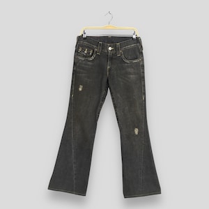 Size 30x30.5 Vintage True Religion Flared Black Denim Y2K True Religion Low Rise Bootcut Jeans Streetwear True Religion Wide Leg Pants W30