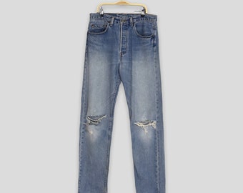 Size 31x33 Vintage 90s Levi's 501 Distressed Ripped Jeans Levi's Light Wash Faded 501 Dirty Denim Levi's 501 Stonewash Levis Usa Jeans W31