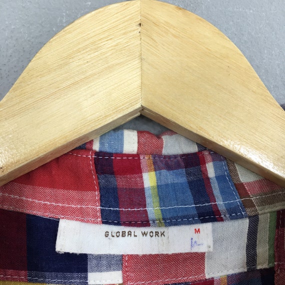 Vintage Global Work Patchwork Checkered Flannel M… - image 4