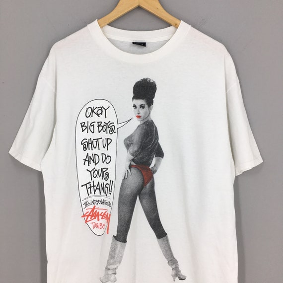 Vintage 90's Stussy Usa White Tshirt Large Stussy Okay Big Boys