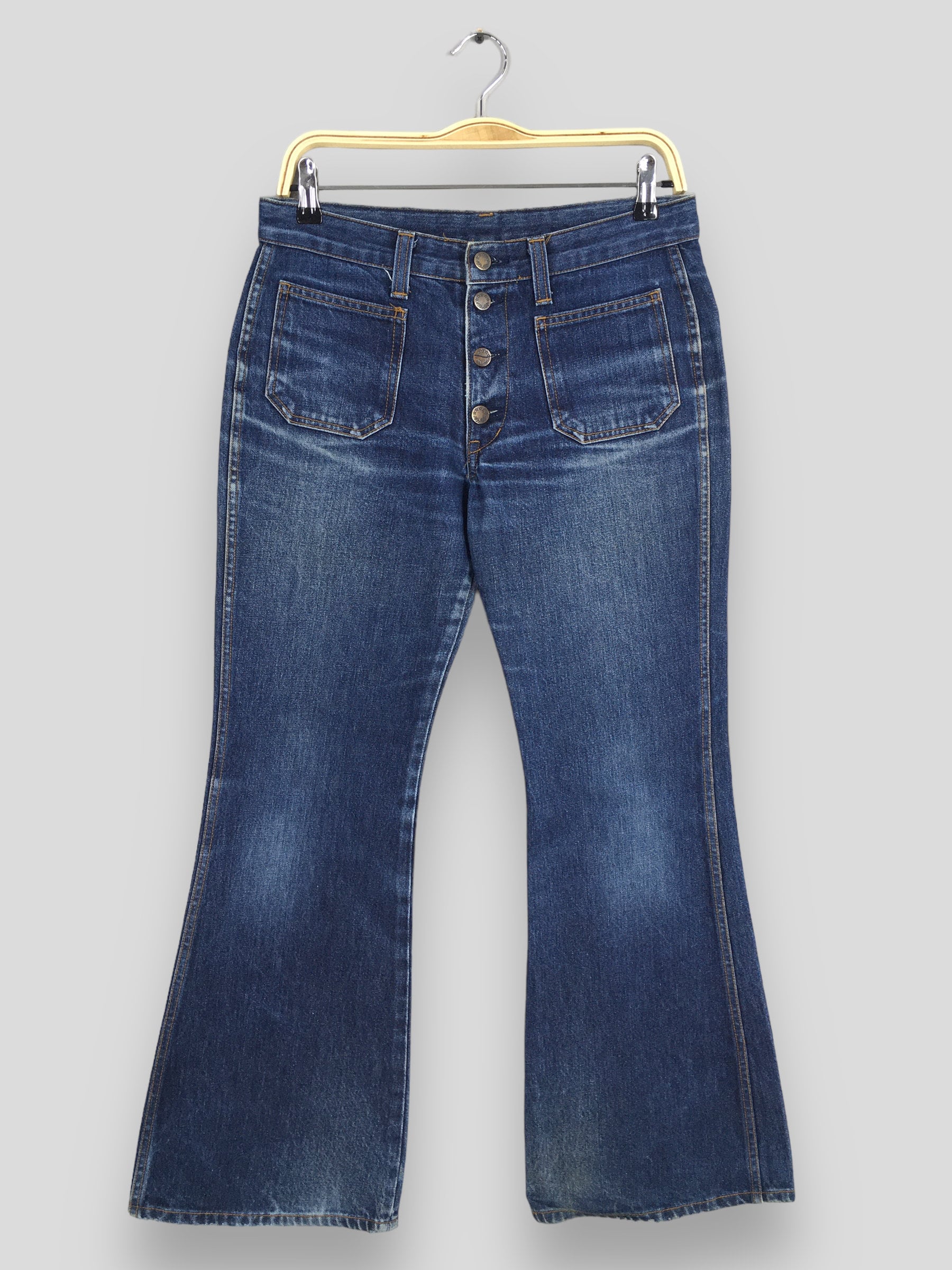 Size 30x29 Blue Way Japan Flared Jeans Distressed Bootcut Denim Low Rise Jeans Blue Way Wide Leg Bell Bottom 70s Style Hippies Jeans W30