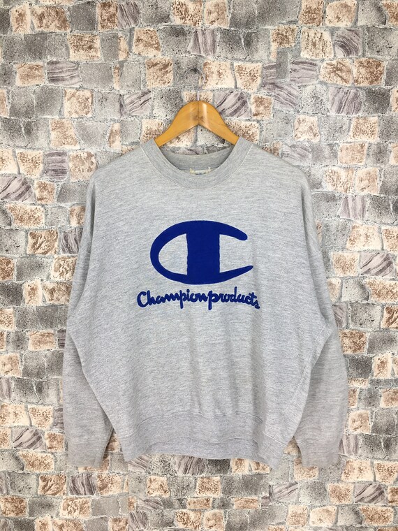 Champion Spell Out Gray Jumper Women Large Vintage