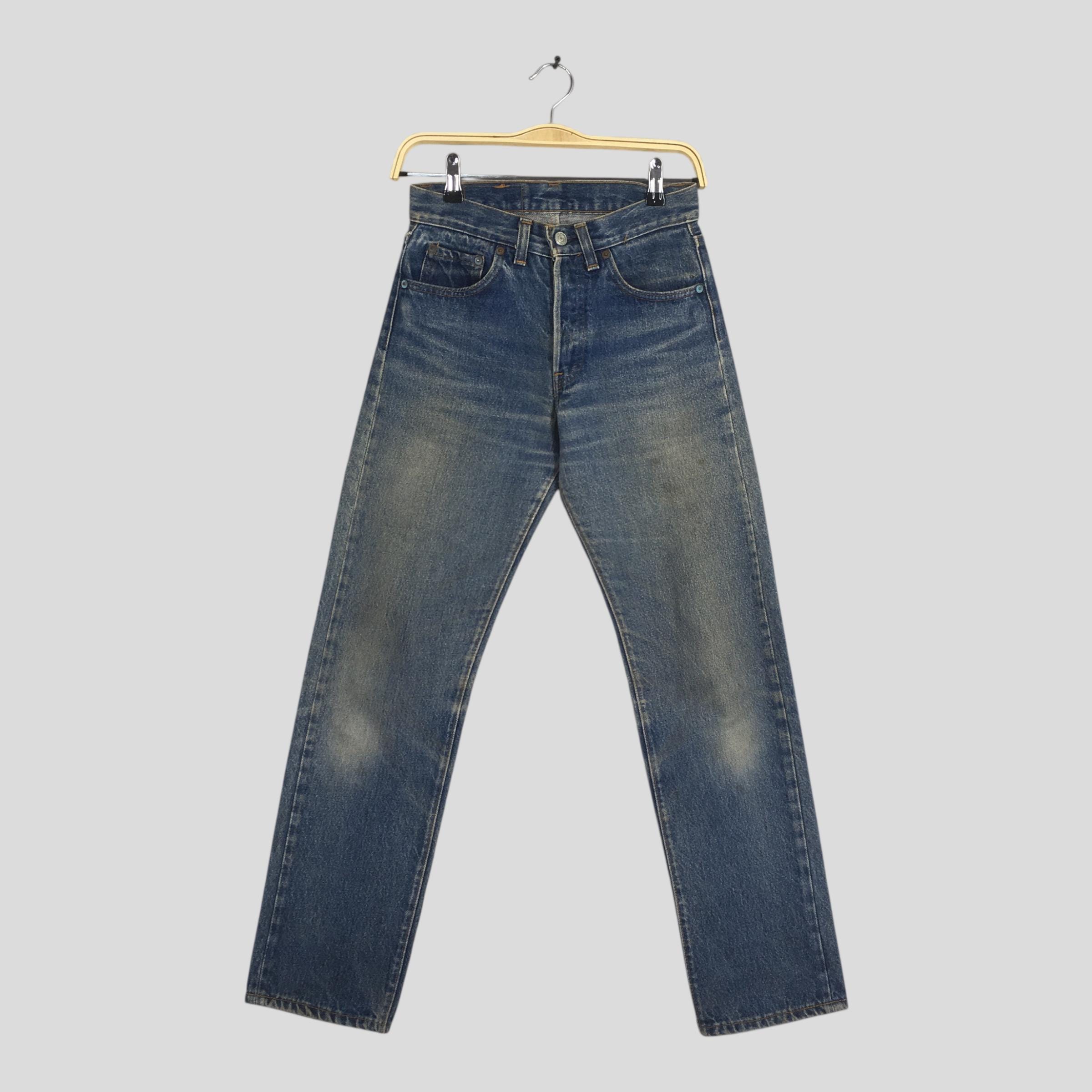 Size 25x28.5 Vintage 90s Levi's 501 Distressed Faded Blue Jeans