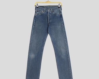 Size 25x28.5 Vintage 90s Levi's 501 Distressed Faded Blue Jeans