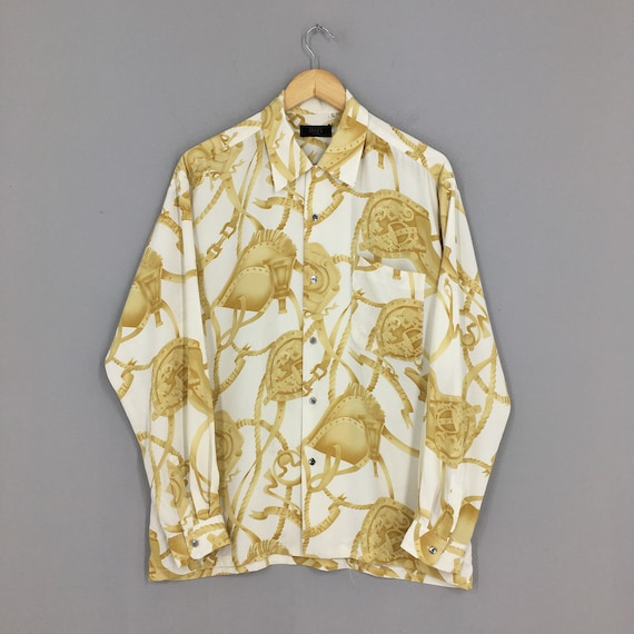Vintage Designer Novelty Baroque Polyester Shirt … - image 1