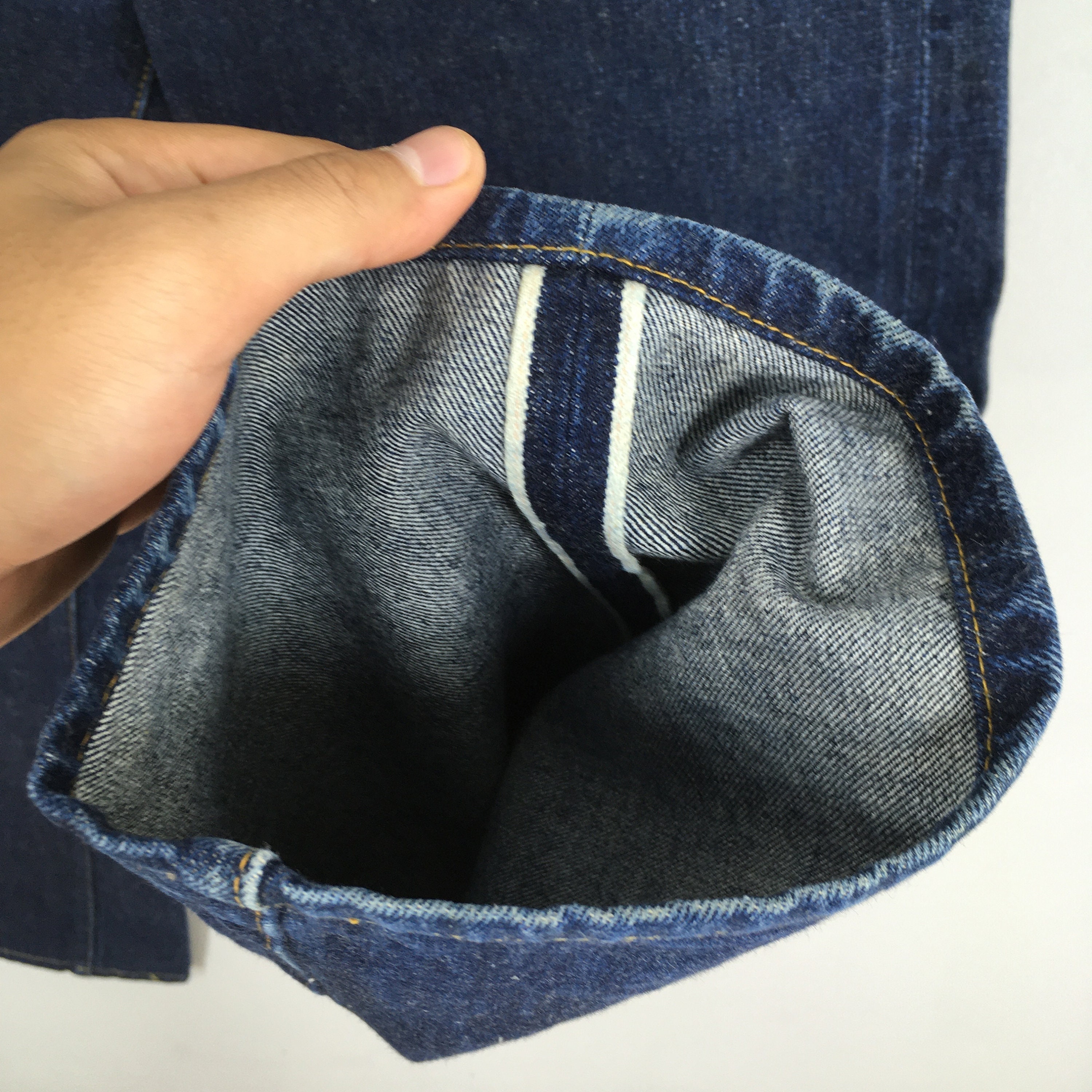 Size 32x28 Vtg 90s Levi's 201XX Big E Japan Selvedge Blue