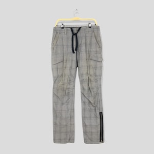 Pantalones cargo a cuadros Comme Ca Commune, talla 30 x 31,5, ajustados, multibolsillos, informales, con cordón, tácticos, talla 30