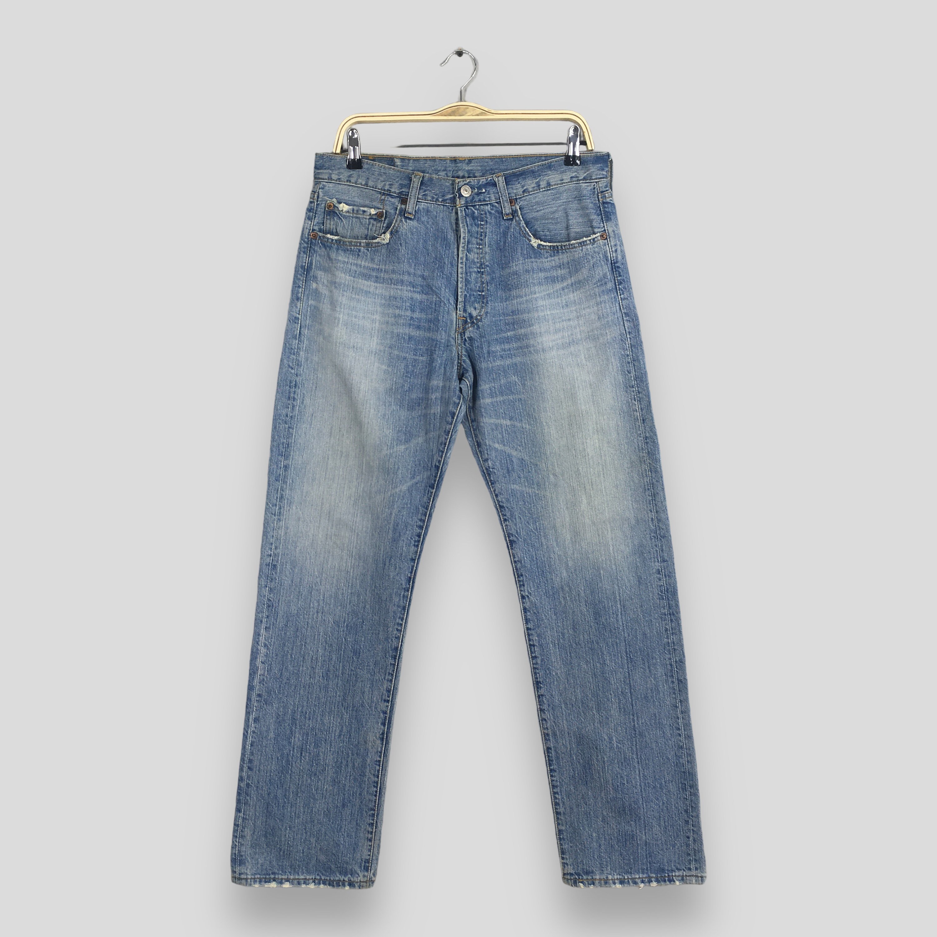 Size 31x30 Vintage 90s Levi's 501 Faded Blue Jeans Light Wash Levi's Straight Cut Jeans Levi's 501 Button Fly Denim Levi's Usa Jeans W31