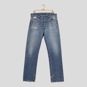 Size 27x30 Vintage 90s Levi&#39;s 501 Distressed Blue Jeans Levi&#39;s Button Fly Denim Levi&#39;s 501 Straight Cut Women Mom Levi&#39;s 501 Stonewash W27