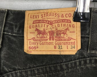 Size 29x33 Vintage Levi's 505 Faded Black Jeans High Waisted