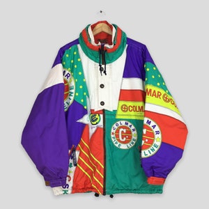 Vintage 90s Colmar Bomber Crazy Patterned Ski Wear Jacket Large Colmar Italy Warmer Winter Jacket Colmar Snow Gear Cold Weather Coat Size L