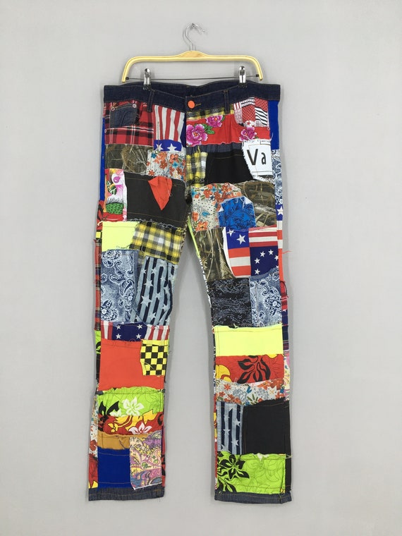 Size 38x33 Sosoo Jeans Rebuild Patchwork Jeans Multicolor - Etsy