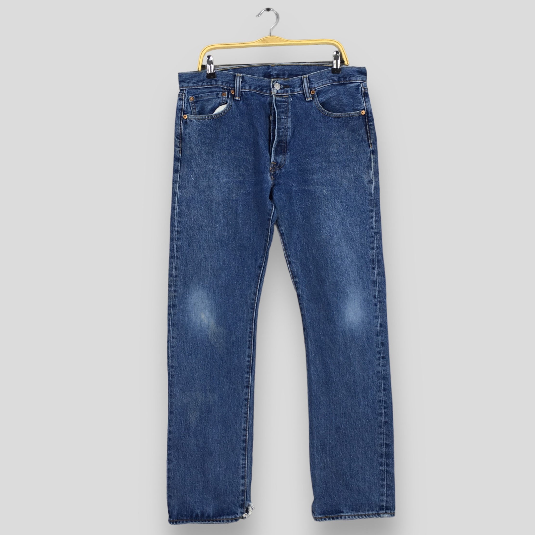 Size 35x32 Vintage 90s Levi's 501 Faded Blue Jeans Light Wash