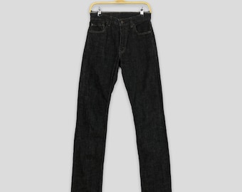 Storlek 27x33,5 Vintage Levi's 505 Regular Fit Jeans Svart Denim 1990-tals Levi's Ljustvättade Blixtlåsdenim Levi's 505 Slim Rak Skärning Jeans W27